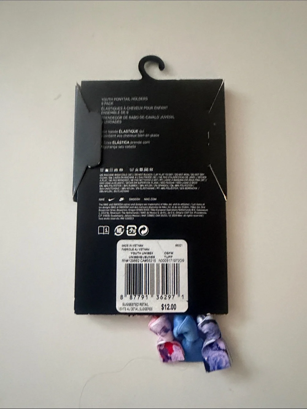 Nike Kids Elastic Ponytail Bands - Pink, Purple, Blue, Red